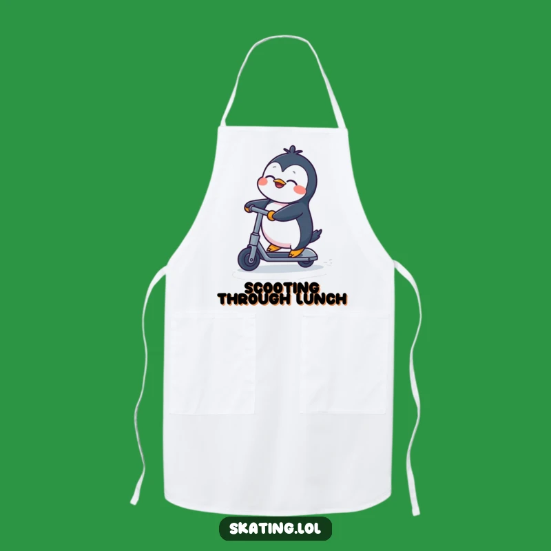 Funny Penguin Kick Scooter Apron: Cook Up Smiles with This Hilarious Kitchen Gear