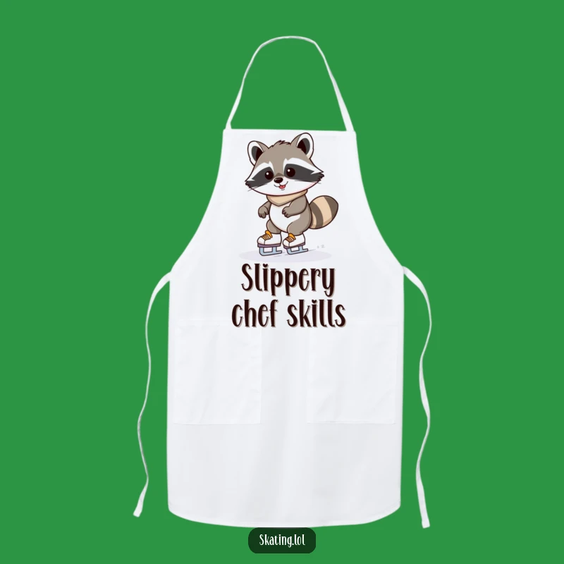 Funny Raccoon Ice Skating Apron - Kitchen Kawaii Character for Determined Cooks