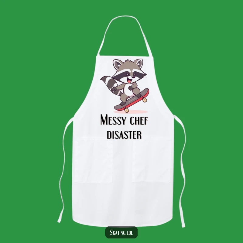 Funny Raccoon Skateboard Apron: Chef Raccoon's Wild Ride, Gift