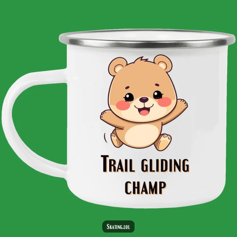 Funny Bear Gliding Camping Mug: Determined Grin, Outdoor Cheer Gift