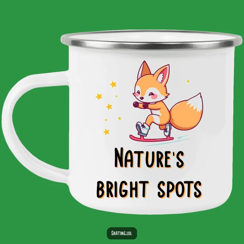 Funny Fox Star Skates Camping Mug: Magical Outdoor Fun for Fox Lovers