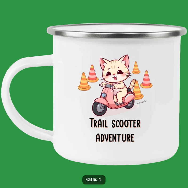 Funny Scooter Cat Camping Mug: Playful Adventure Companion, Gift