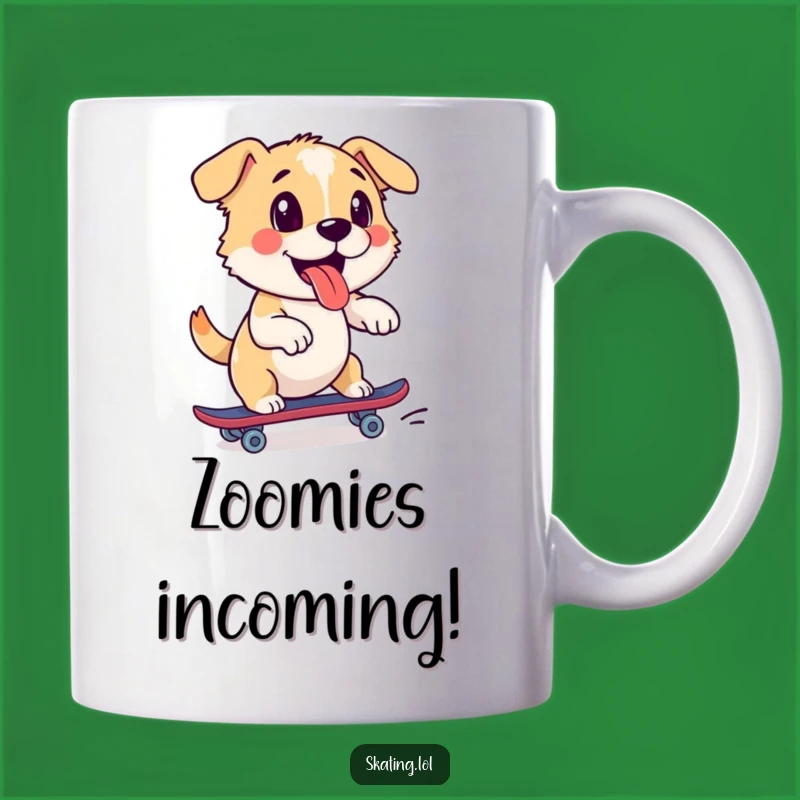 Funny Dog Roller Skate Mug - Playful Pushing Character Gift for Dog Lovers