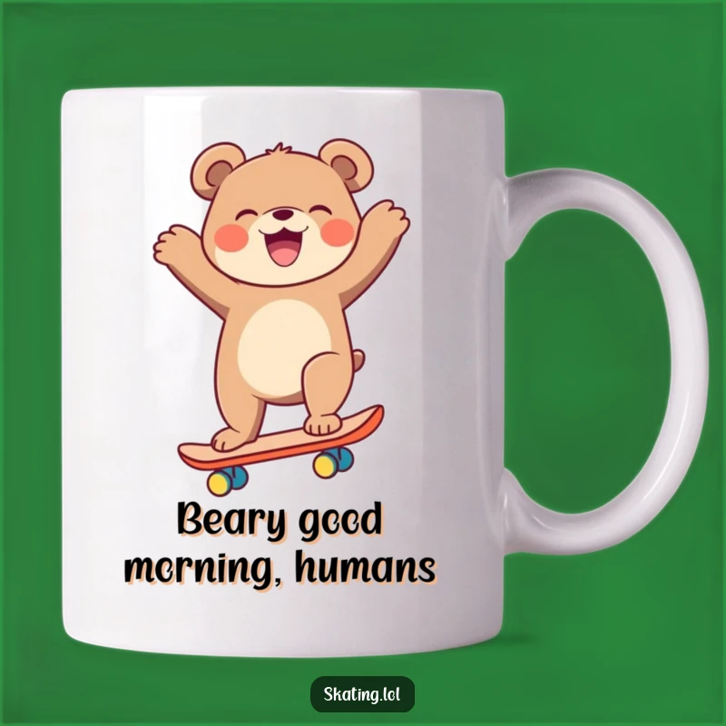 Funny Laughing Bear Skateboarder Mug: Hilarious Gift for Skaters & Bear Lovers
