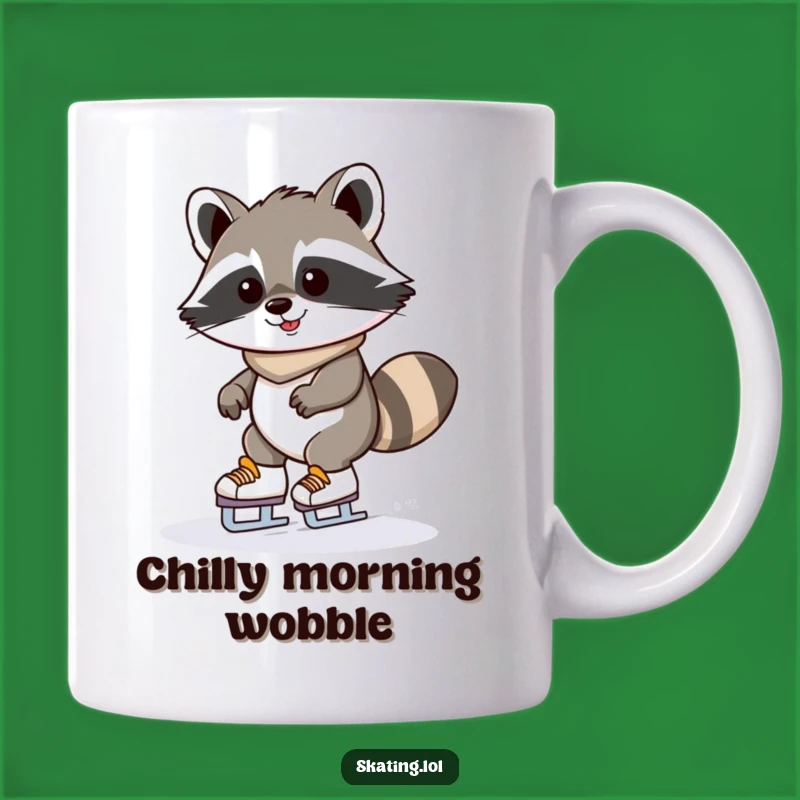 Funny Raccoon Ice Skating Mug - Determined Kawaii Character Wobble Gift