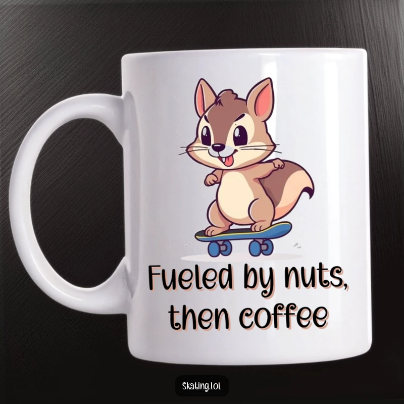 Funny, determined squirrel character pushing off strongly with its skateboard, radiating focus and unstoppable momentum.