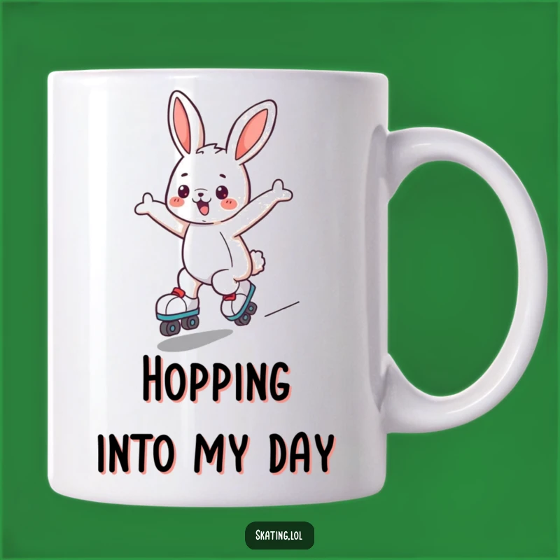 Funny Bunny Roller Skates Mug - Joyful Gliding Character Gift for Fun Lovers