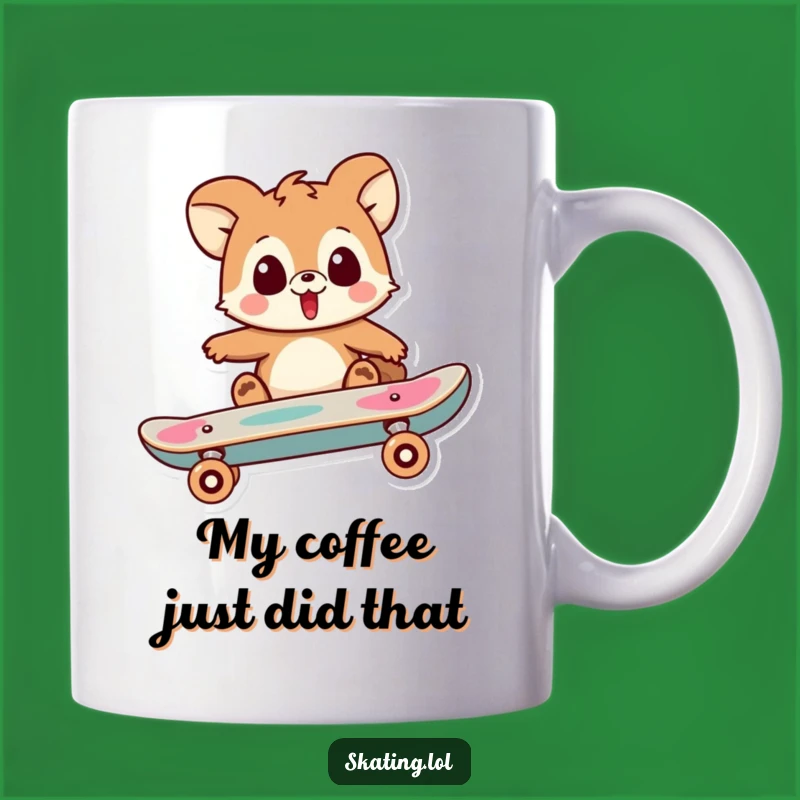 Funny Surprised Skater Animal Mug: Hilarious Reaction for a Funny Gift