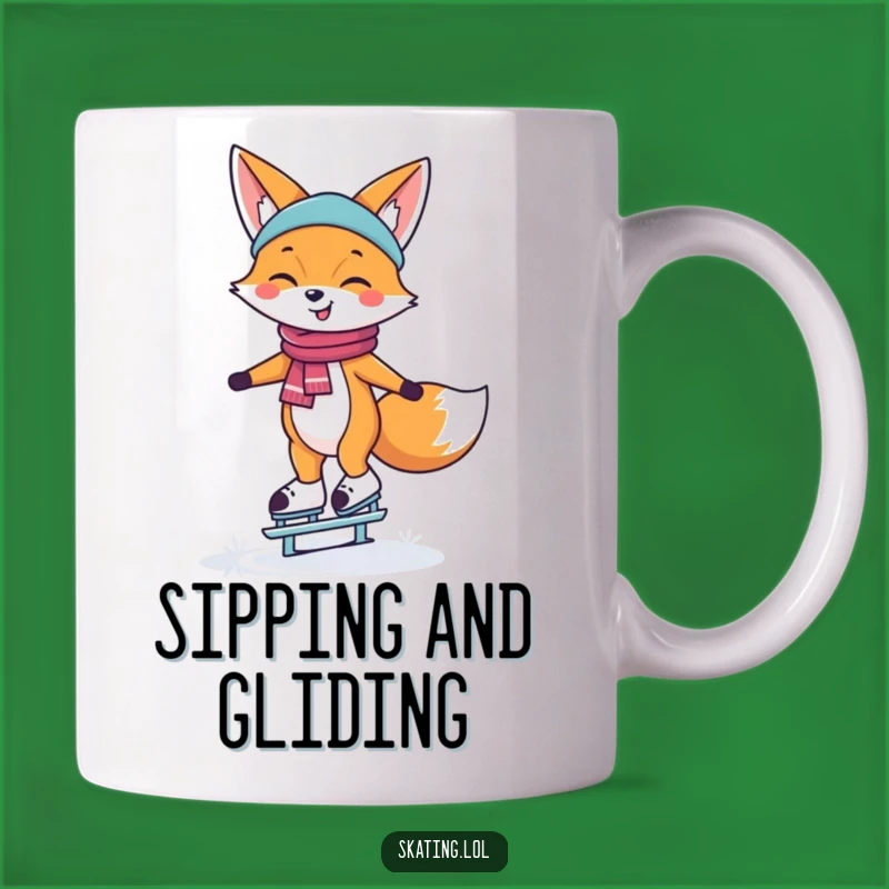 Funny Ice Skating Fox Mug: Happy Balance Gift for Winter Fun