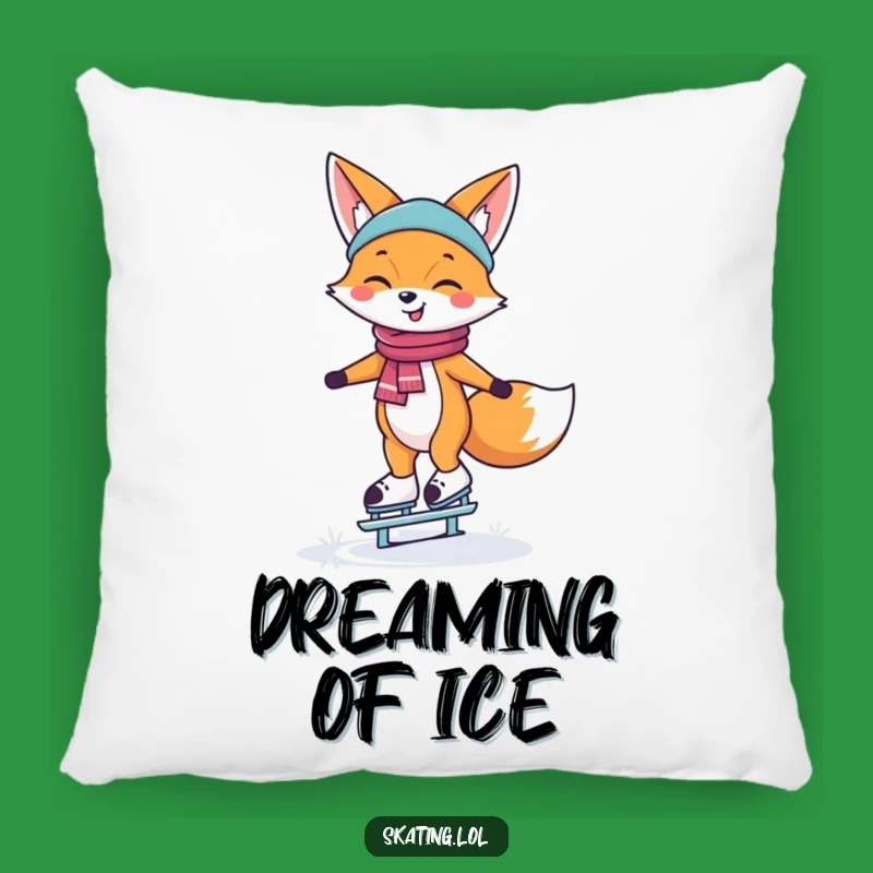Funny Ice Skating Fox Pillow: Happy Comfort for Winter, Gift