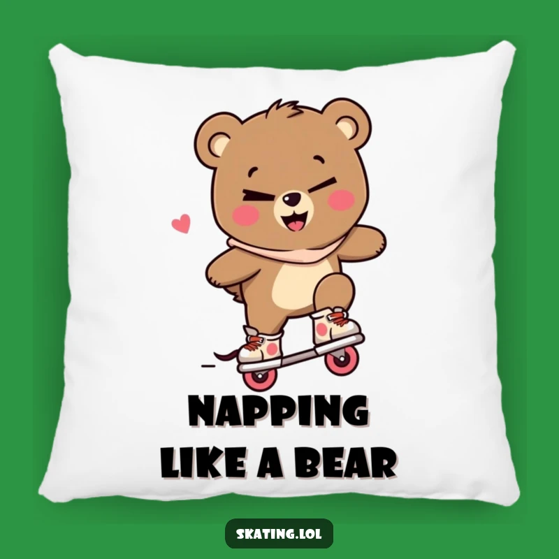 Funny Bear Skater Pillow: Cozy Comfort with Mischievous Flair, Gift Idea