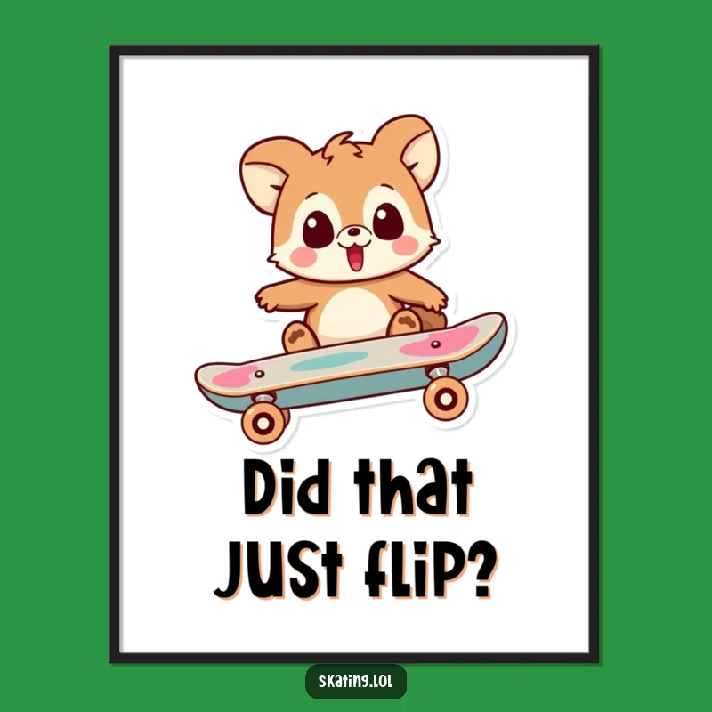 Funny Surprised Skater Animal Digital Art: Printable Shock for Your Walls
