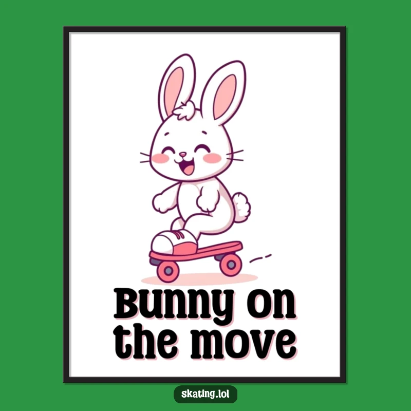 Funny Bunny Roller Skate Art Print: Instant Joyful Decor, Great Gift
