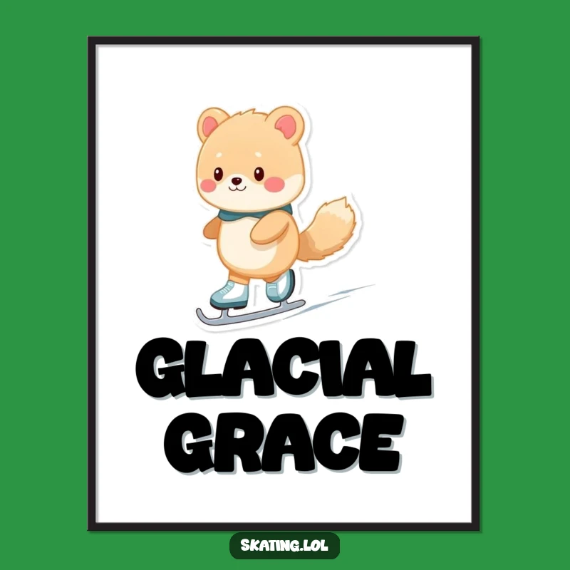 Funny Fuzzy Ice Skater Animal Digital Art - Instant Comedic Download Gift