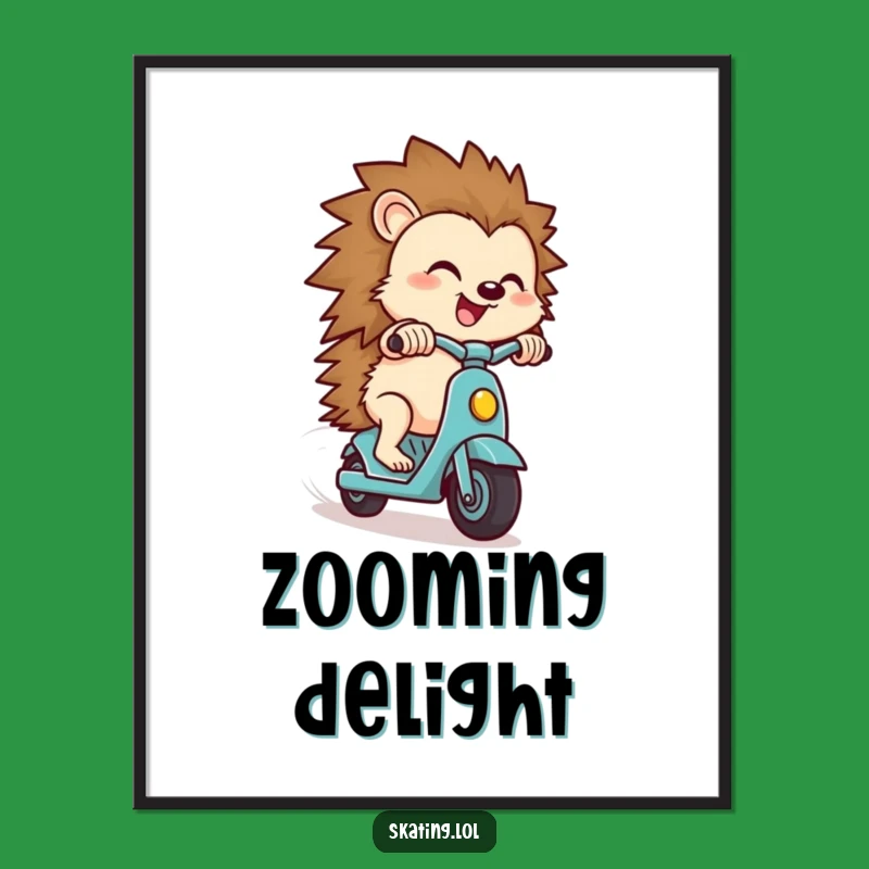 Funny Hedgehog Scooter Art Print: Instant Zest, Delightful Decor, Gift