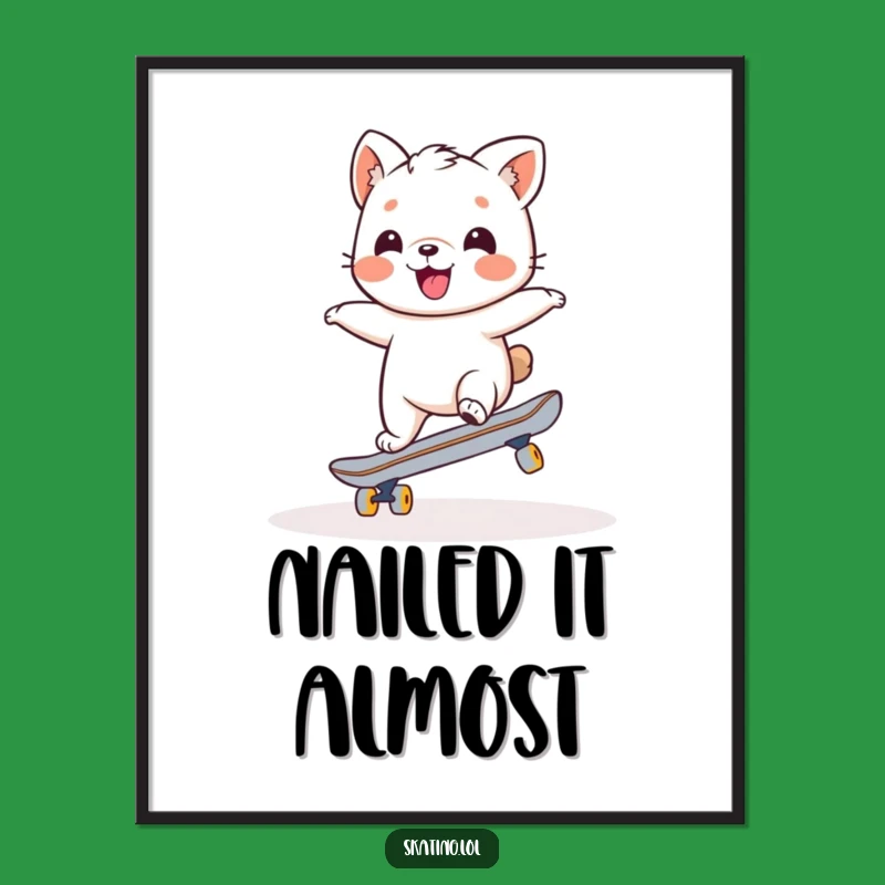 Funny Wobbly Skater Animal Digital Art: Hilarious Printable Decor for Any Space