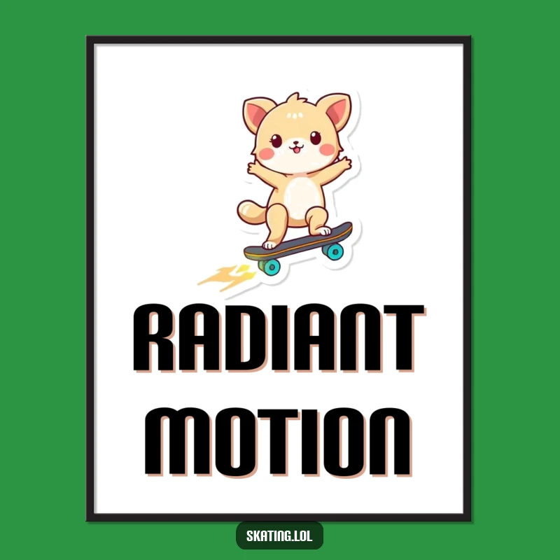 Funny Glowing Skateboard Animal Digital Print: Instant Whimsy for Your Digital Space