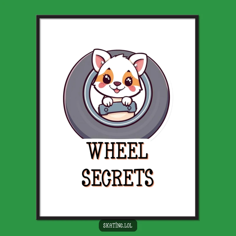 Funny Skateboard Wheel Peek Digital Art: Instant Whimsy