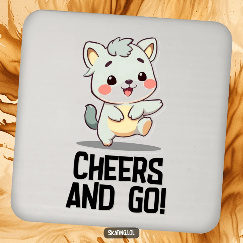 Funny drink coasters featuring an adorable animal character with a wide, happy grin, adding a touch of cheer.