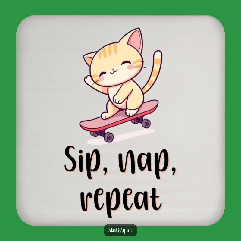 Funny Cat Skateboard Coaster: Protect Surfaces with Feline Flair, Gift