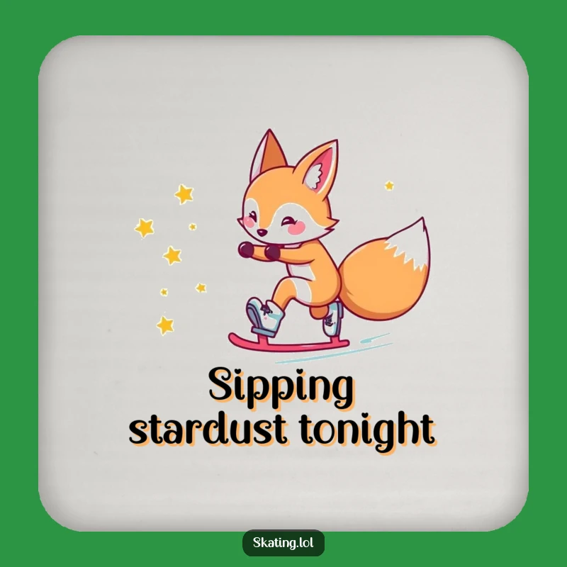 Funny Fox Star Skates Coaster: Magical Desk Protection for Fox Lovers