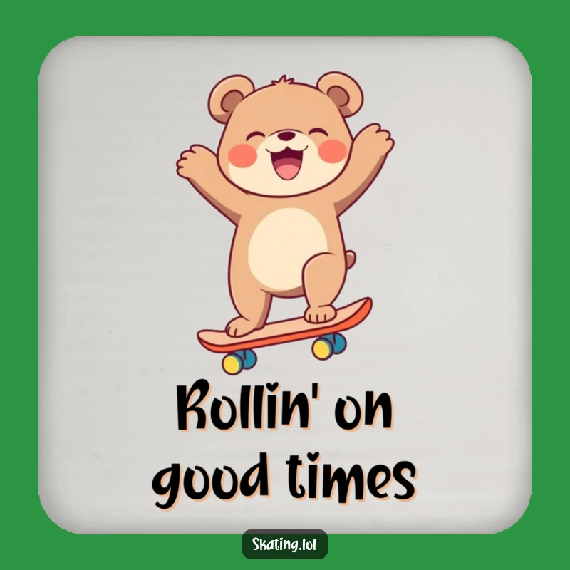 Funny Laughing Bear Skateboarder Coaster: Hilarious Drink Protector Gift