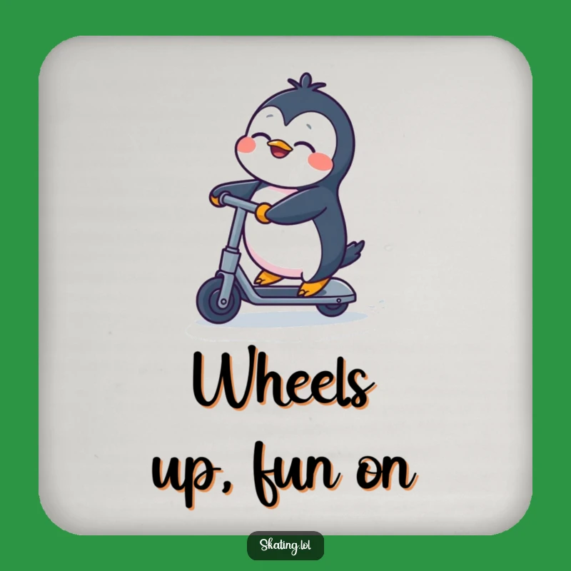 Funny Penguin Kick Scooter Coaster Set: Protect Surfaces with Hilarious Style