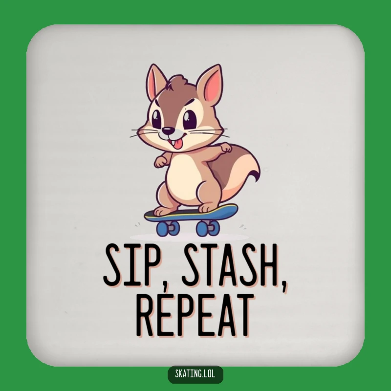 Funny Squirrel Skateboard Coaster: Determined Push Protection, Gift