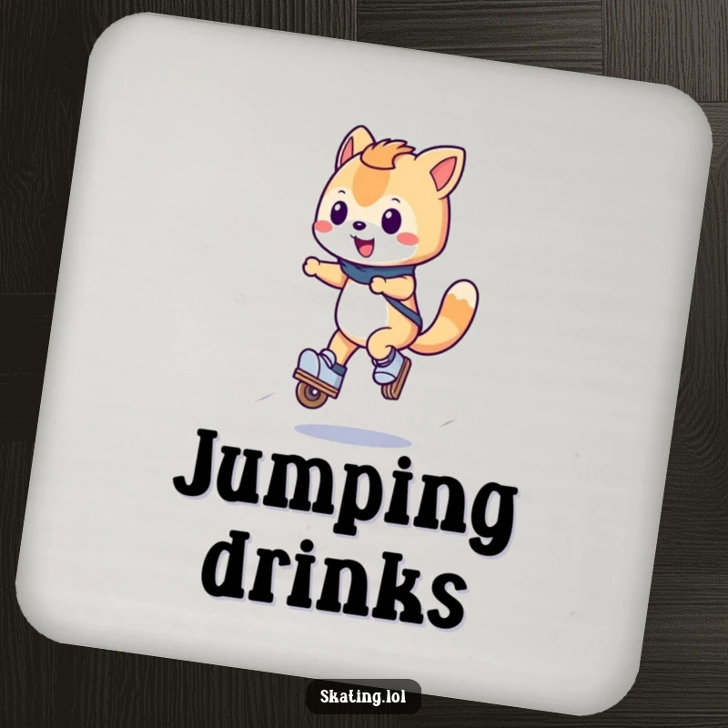 Funny Inline Jump Coaster with a happy wheeled character doing a small jump on inline skates, protecting surfaces with humor and energy.