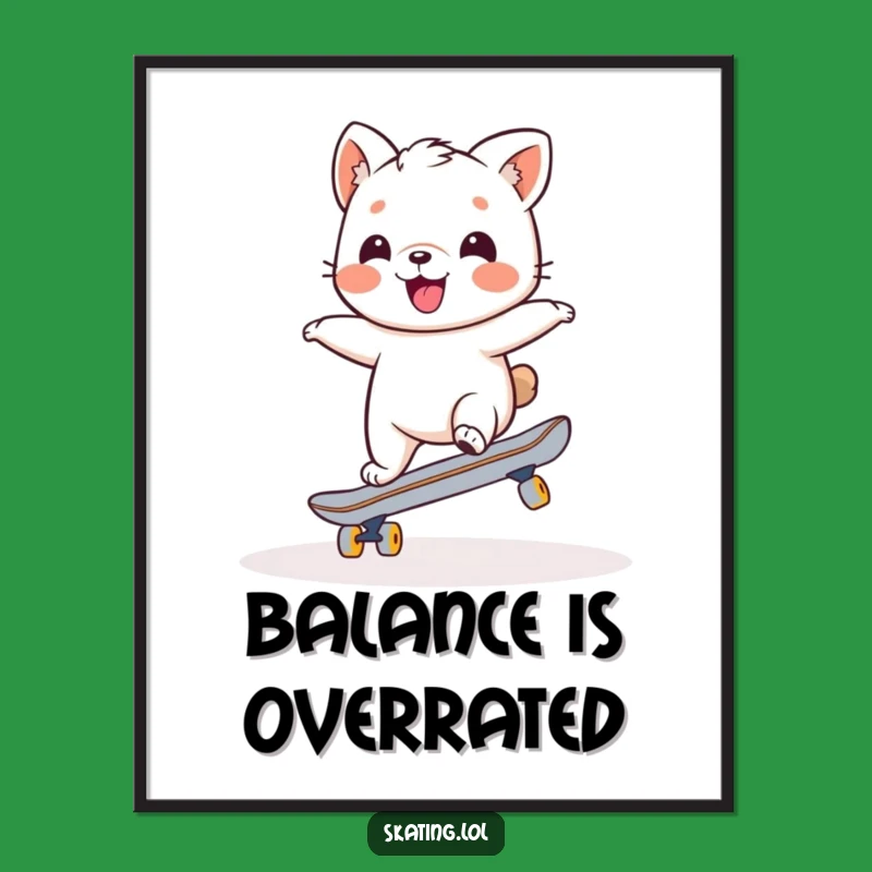 Funny Wobbly Skater Animal Poster: Hilarious Wall Art for a Cheerful Vibe
