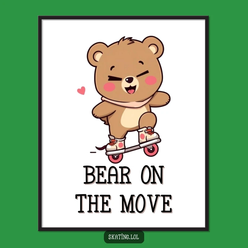 Funny Bear Inline Skate Art Poster: Mischievous Decor, Perfect Gift