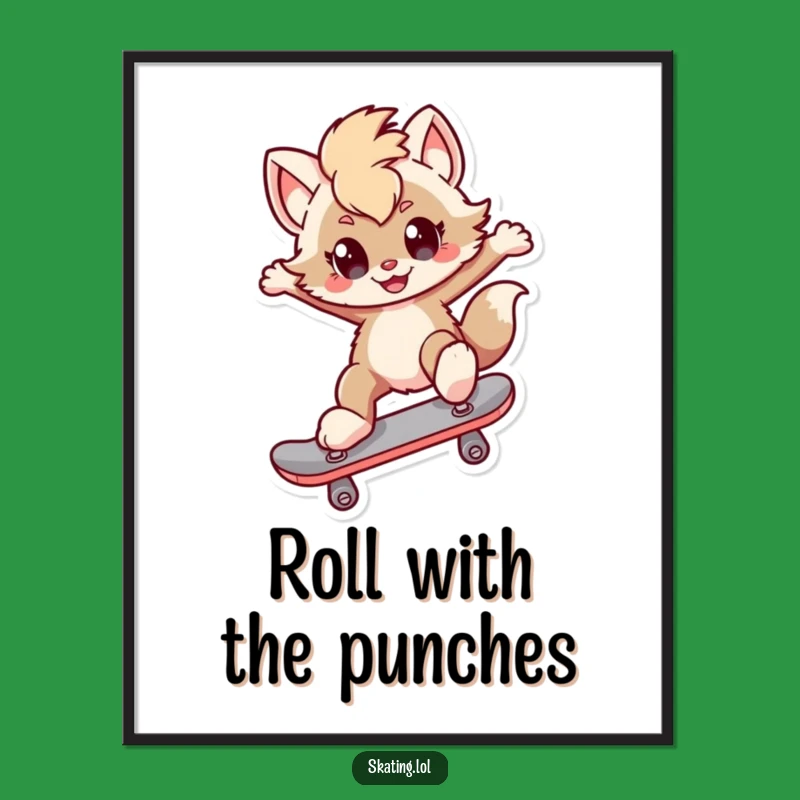 Funny Kickflip Character Poster: Vibrant Funny Gift for Wall Decor