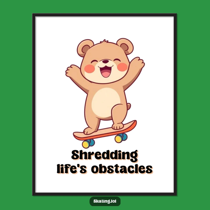Funny Laughing Bear Skateboarder Poster: Hilarious Wall Art for a Gift