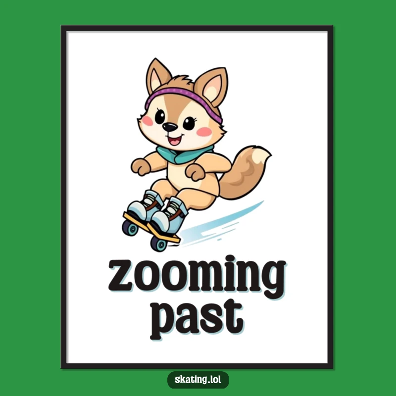 Funny Rollerblading Animal Poster - Dynamic Comedic Wall Art Gift