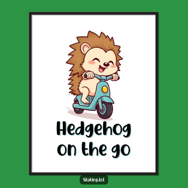 Funny Hedgehog Scooter Art Poster: Zesty Decor, Perfect Gift