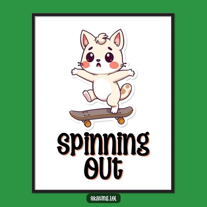 Funny Skateboard Spin Art Poster - Surprised Character Wall Decor, Unique Funny Gift