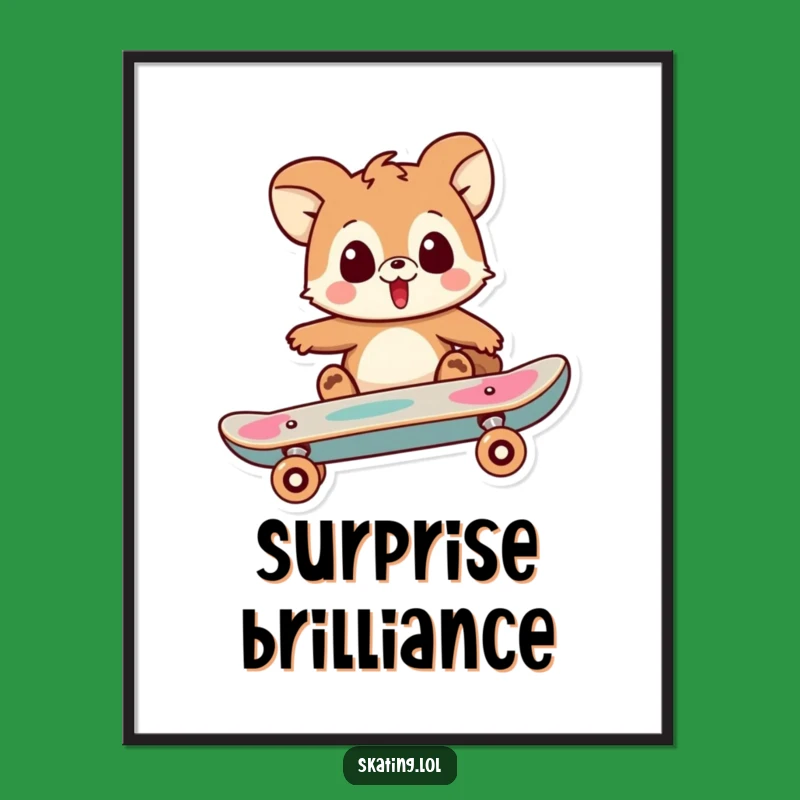 Funny Surprised Skater Animal Poster: Hilarious Wall Art for a Comical Vibe