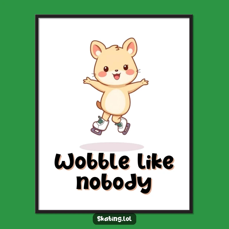 Funny Skating Animal Poster: Wobbly Pirouette Art - Hilarious Funny Gift for Decor