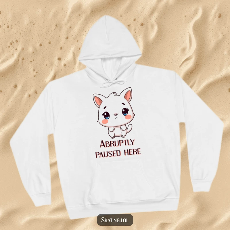 Funny hoodie with a startled animal character reacting to a sudden, unexpected stop, embodying the humor of surprise and abruptness.