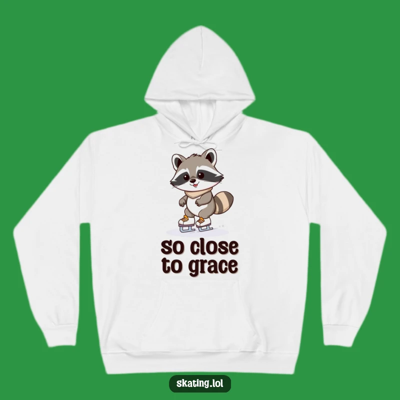 Cozy Funny Raccoon Ice Skating Hoodie - Warm Kawaii Character for Chilly Days