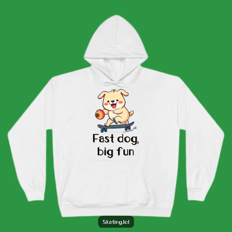 Funny Dog Skateboard Hoodie: Cozy Pup's Chase, Warm Humorous Gift