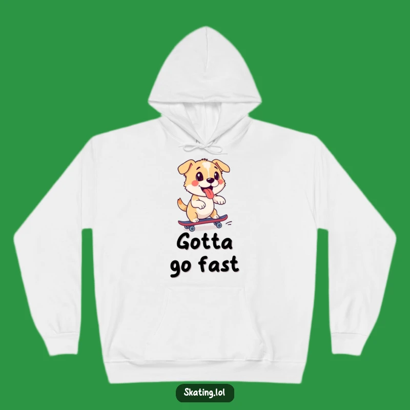 Funny Dog Roller Skate Hoodie - Cozy Energetic Pushing Character Sweatshirt
