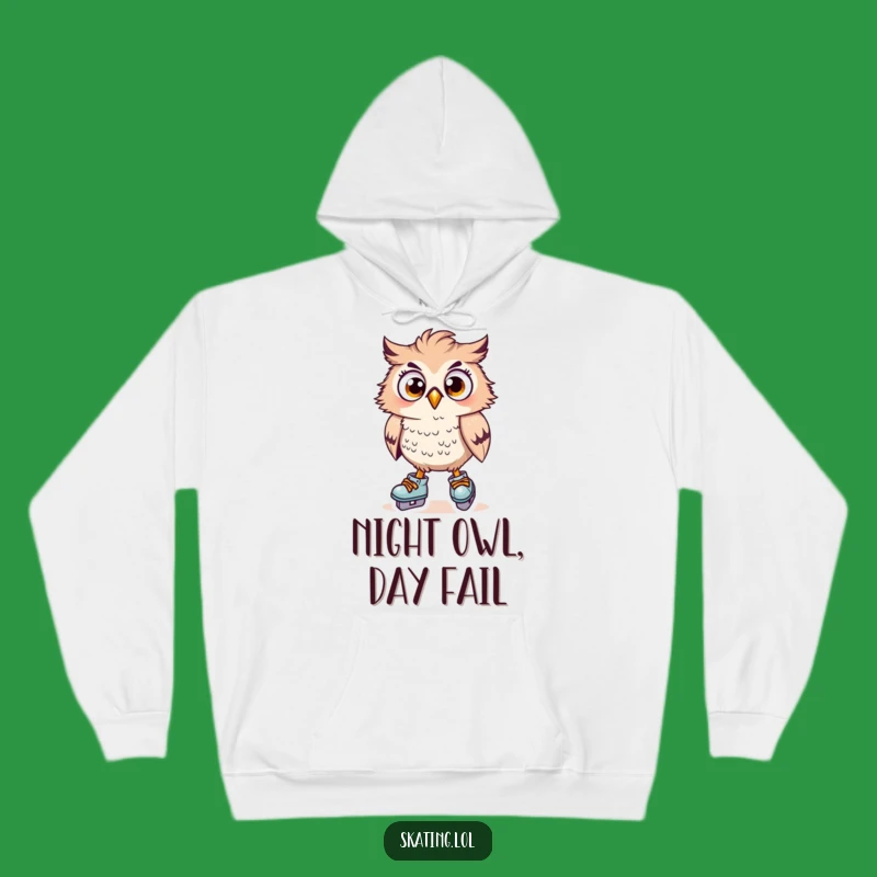 Funny Owl Skater Hoodie: Cozy Surprised Bird Wobbling, Great Funny Gift!