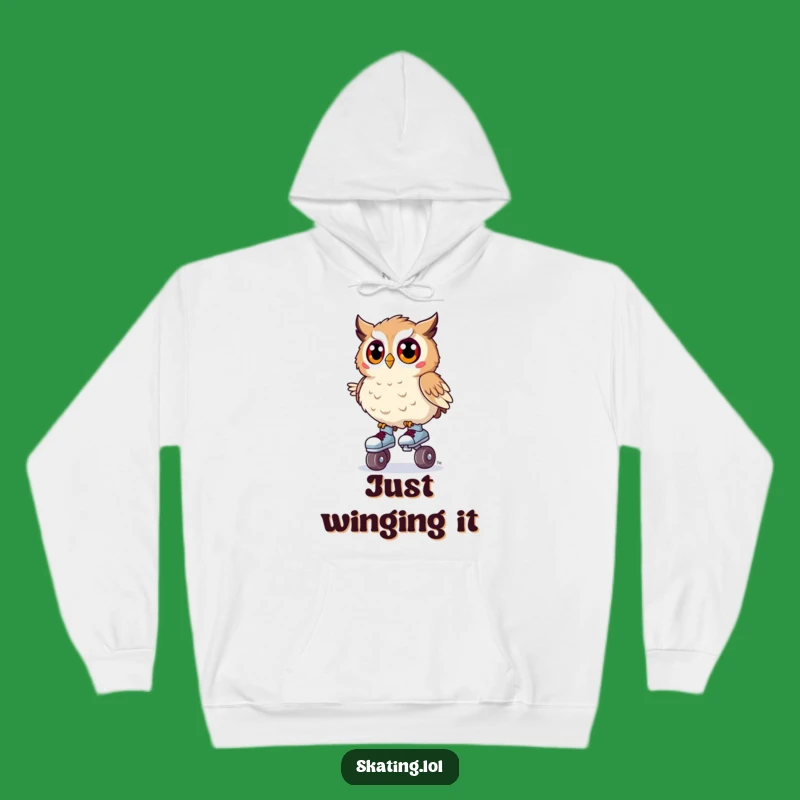 Funny Owl Roller Skates Hoodie: Surprised Wobble, Cozy & Comical Gift