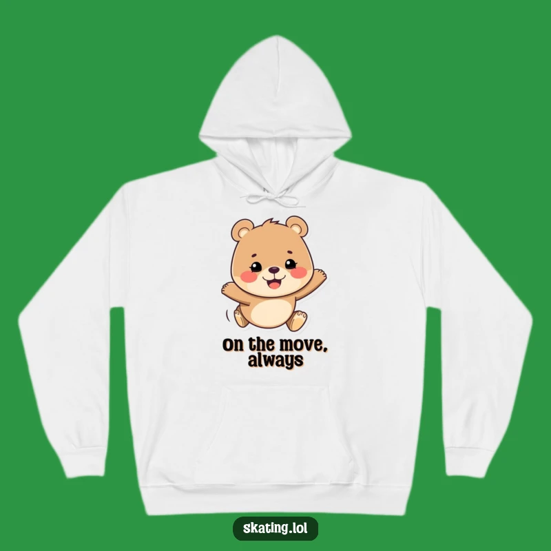 Funny Bear Gliding Hoodie: Determined Grin, Cozy & Cheerful Gift for All