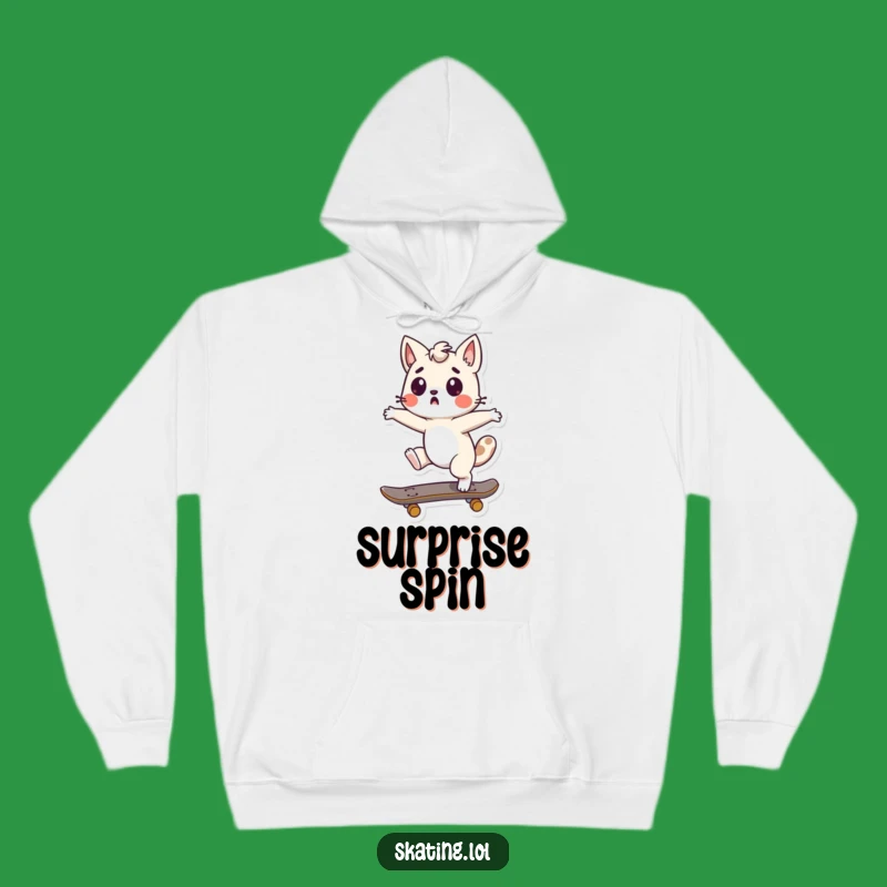 Funny Skateboard Spin Hoodie - Cozy Surprised Character Sweatshirt, Perfect Funny Gift