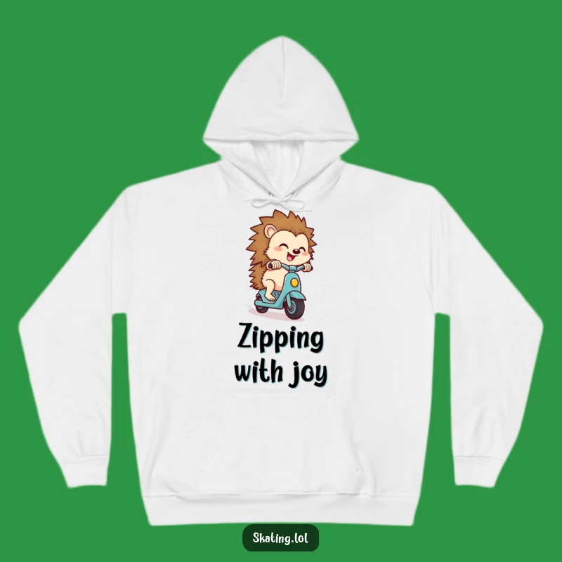 Cozy Funny Hedgehog Scooter Hoodie: Warmth and Speed, Perfect Gift