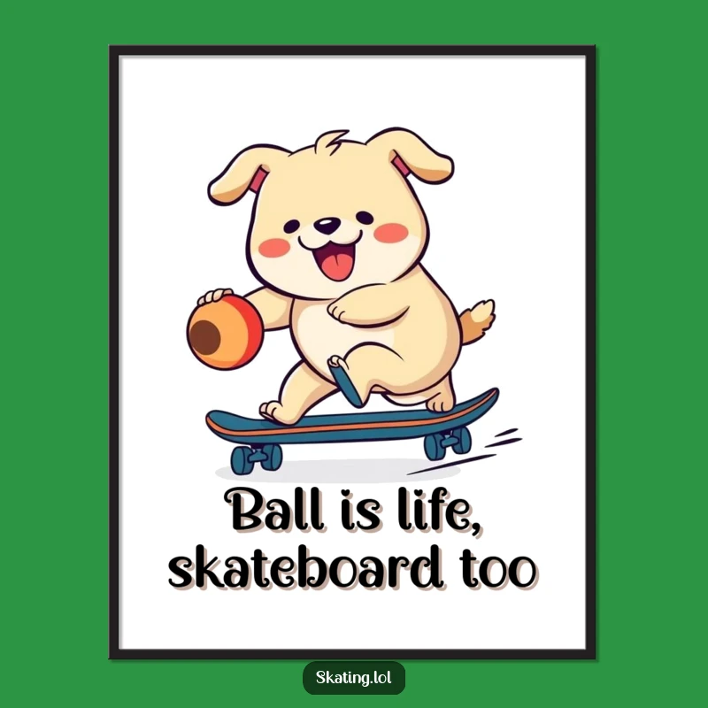 Funny Free Printable Wall Art: Energetic Dog Skater - Downloadable Decor!