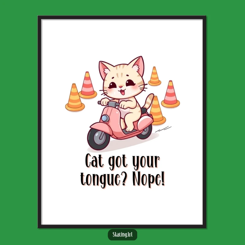 Free Printable Cat Scooter Wall Art - Playful Downloadable Decor