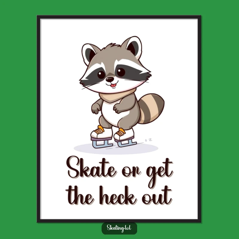 Free Printable Wall Art: Raccoon Skater, Wobbly Cute Downloadable Decor!